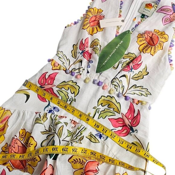 Farm Rio Floral V-Neck Sleeveless Linen Maxi Dress, Boho, Wedding Guest, XS - Picture 8 of 11